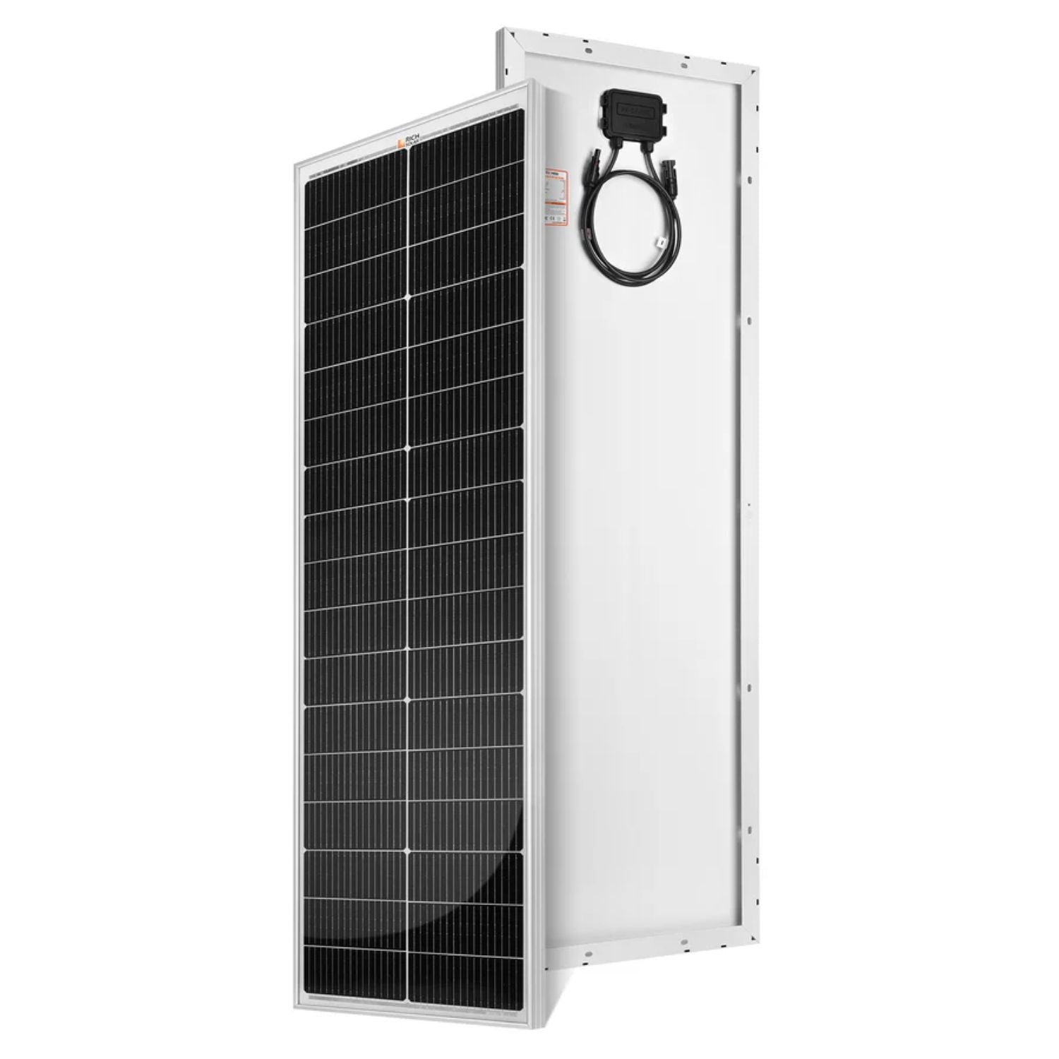 Rich Solar MEGA 100 SLIM 100 Watt Slim Solar Panel | Compact 12V Off-Grid Narrow Solar Panel for Vans, Overlanders, Boats | 25-Year Output Warranty