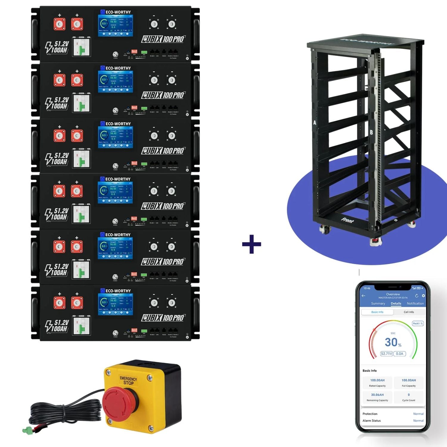 ECO-WORTHY Cubix 100 Pro | 48V 100AH Server Rack Battery | 20-Pack | Bluetooth & WiFi | Low-Temp Charge | 10 Year Warranty