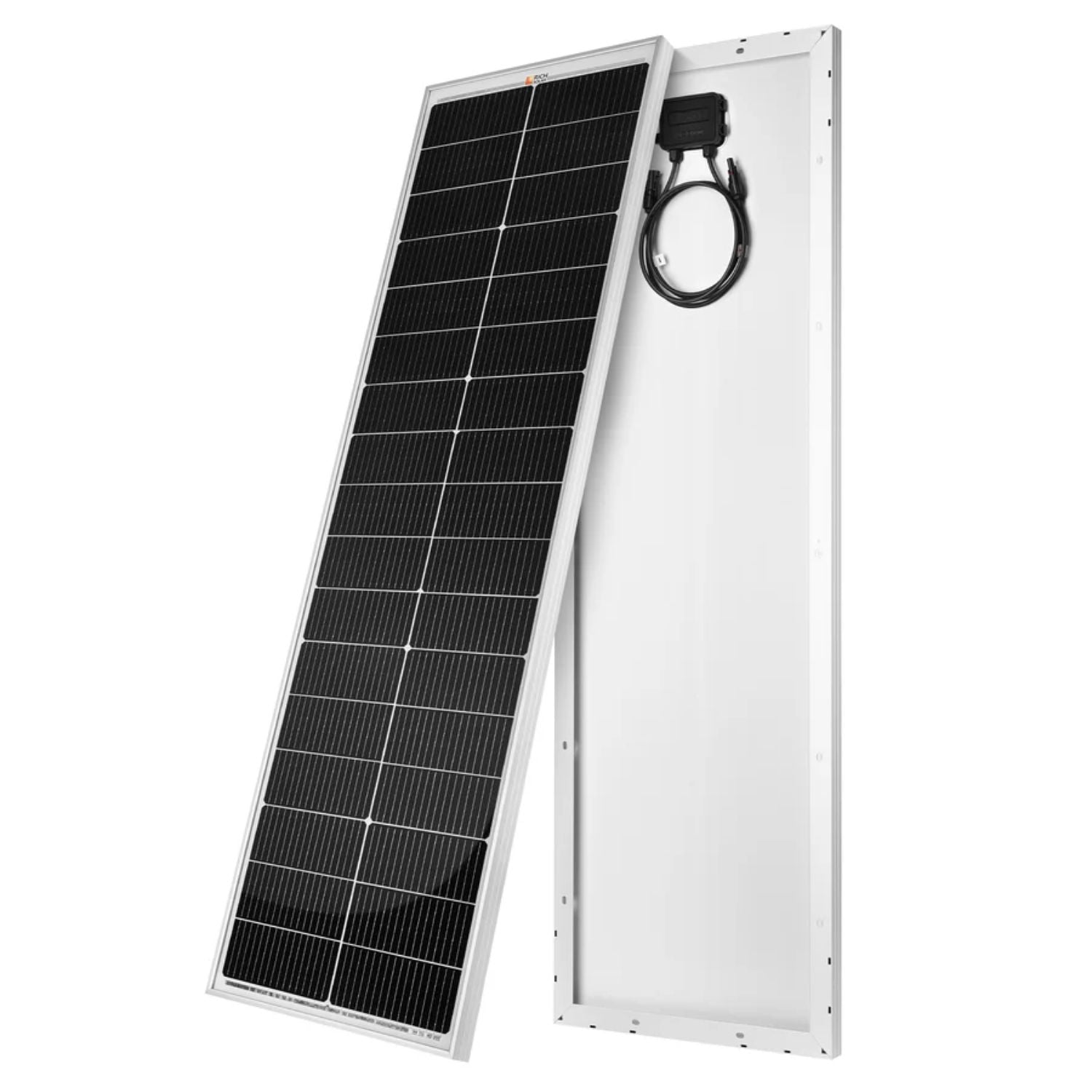 Rich Solar MEGA 100 SLIM 100 Watt Slim Solar Panel | Compact 12V Off-Grid Narrow Solar Panel for Vans, Overlanders, Boats | 25-Year Output Warranty