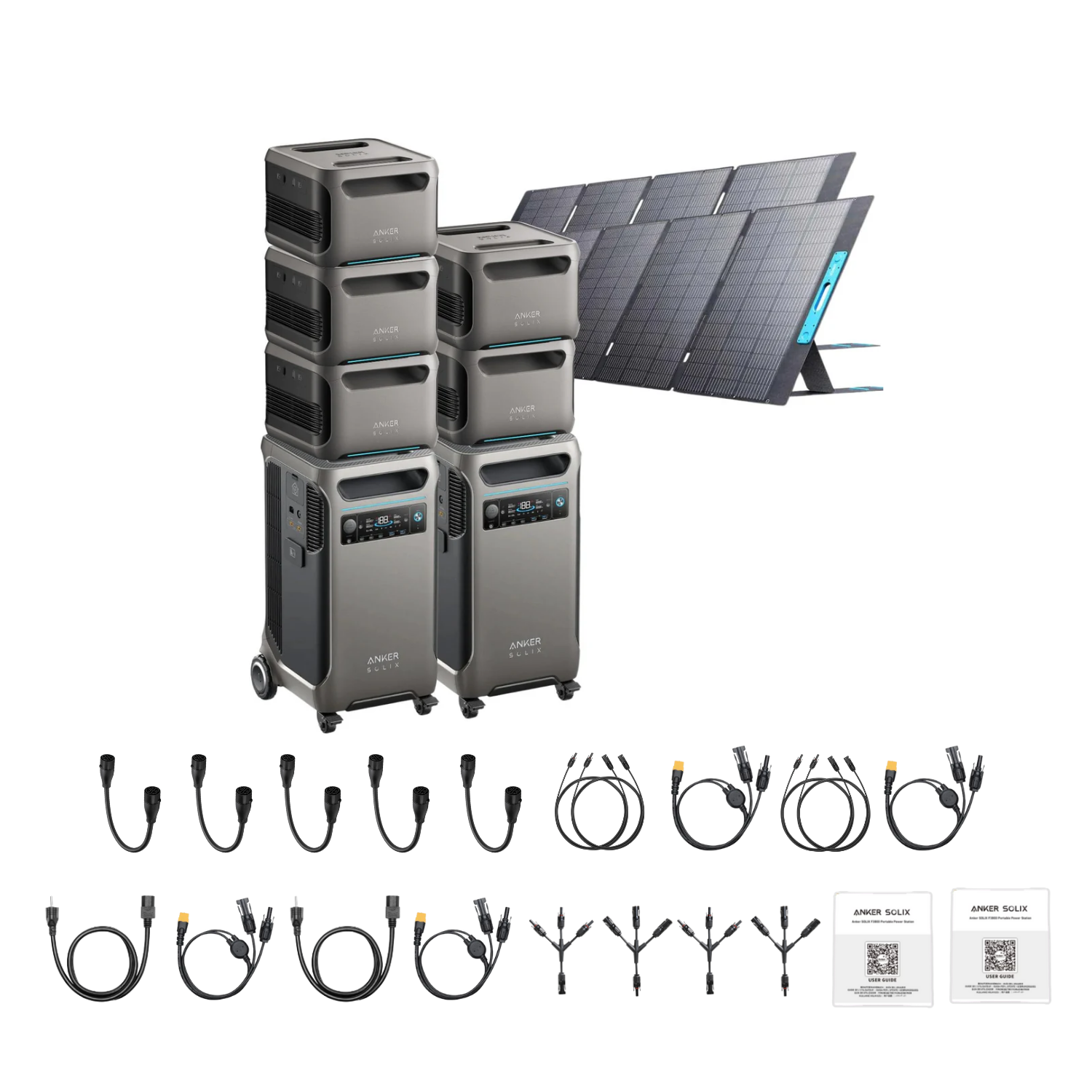 2 x SOLIX F3800 + Double Power Hub + 5 x Expansion Battery + 2 x 400W Portable Solar Panel Inclusions 