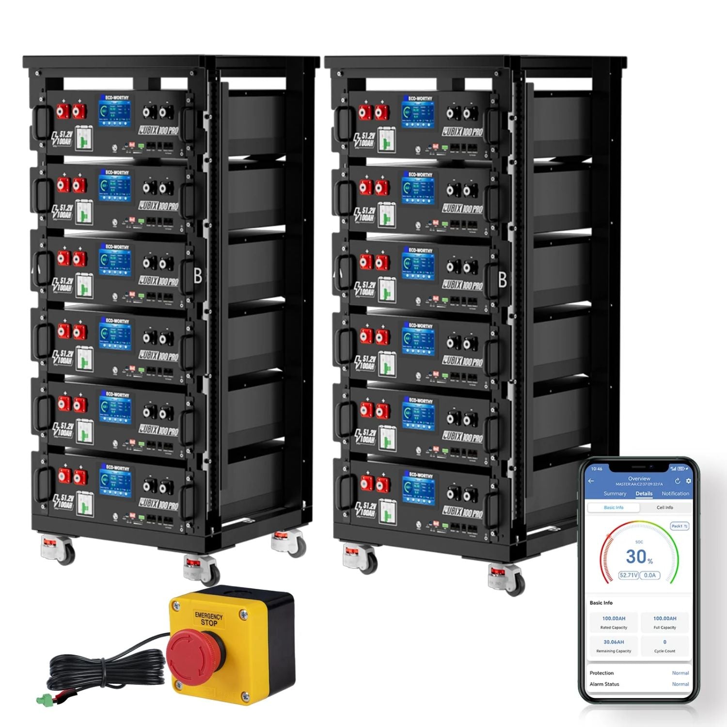 ECO-WORTHY Cubix 100 Pro | 48V 100AH Server Rack Battery | 20-Pack | Bluetooth & WiFi | Low-Temp Charge | 10 Year Warranty
