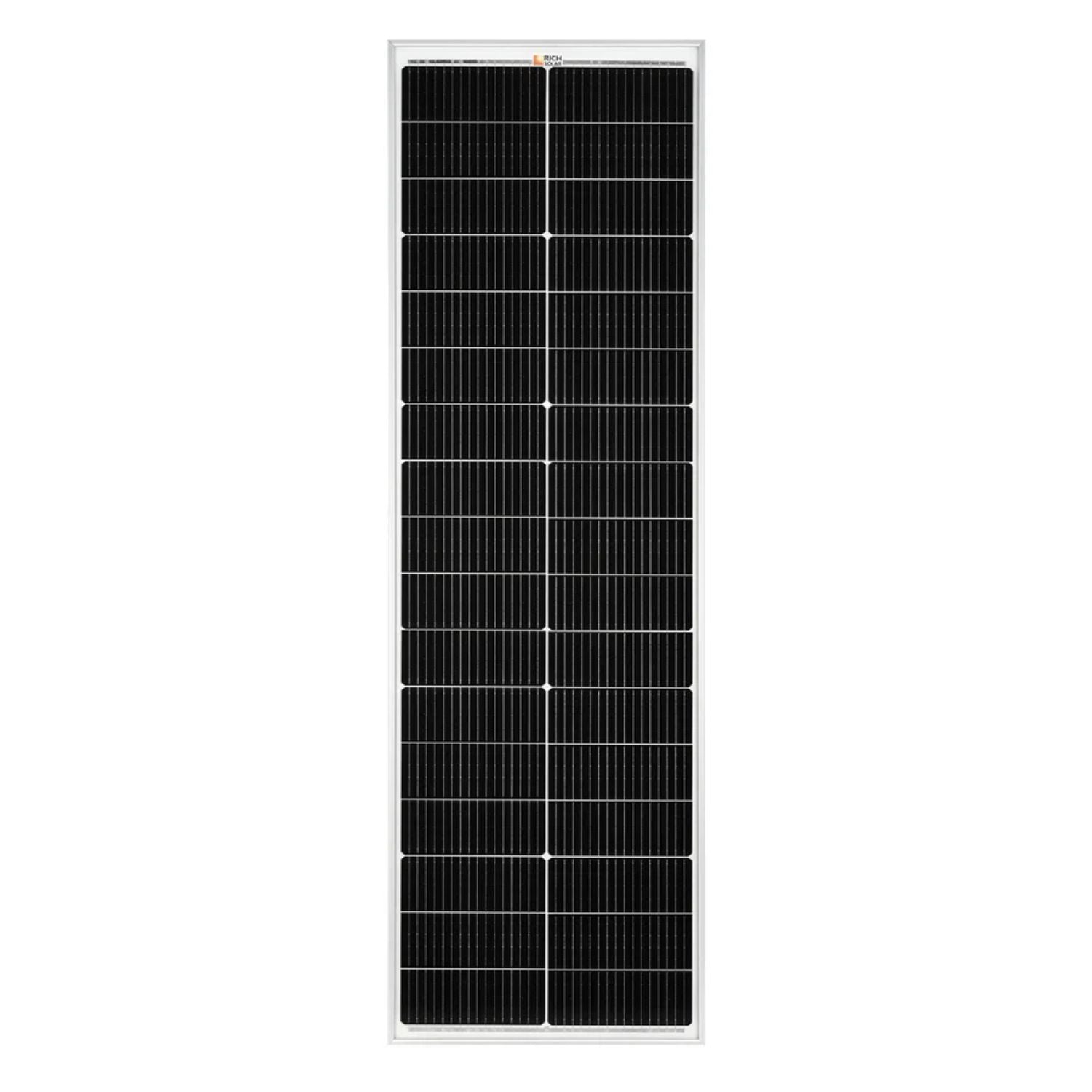 Rich Solar MEGA 100 SLIM 100 Watt Slim Solar Panel | Compact 12V Off-Grid Narrow Solar Panel for Vans, Overlanders, Boats | 25-Year Output Warranty
