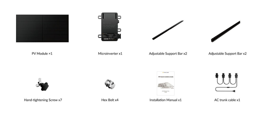 Mango Power S PIPV 1200W Plug-In Solar System Kit inclusions 