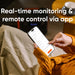 Person using a smartphone with app interface, text 'Real-time monitoring & remote control via app' above. of your Jackery Explorer 1500 v2 Portable Power Station