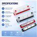 250A 48VDC bus bar specifications graphic with stud size and dimensions in inches
