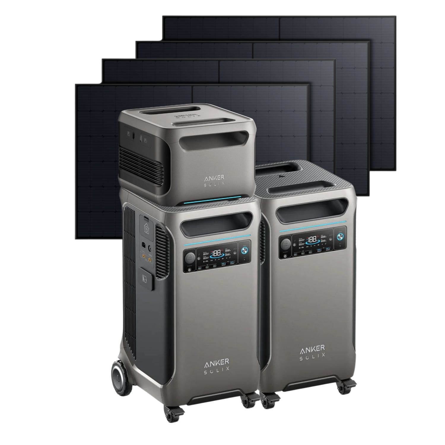2 Anker SOLIX F3800 Portable Power Station with 1 x BP3800 Battery and 4 x 410W Rigid Solar Panels