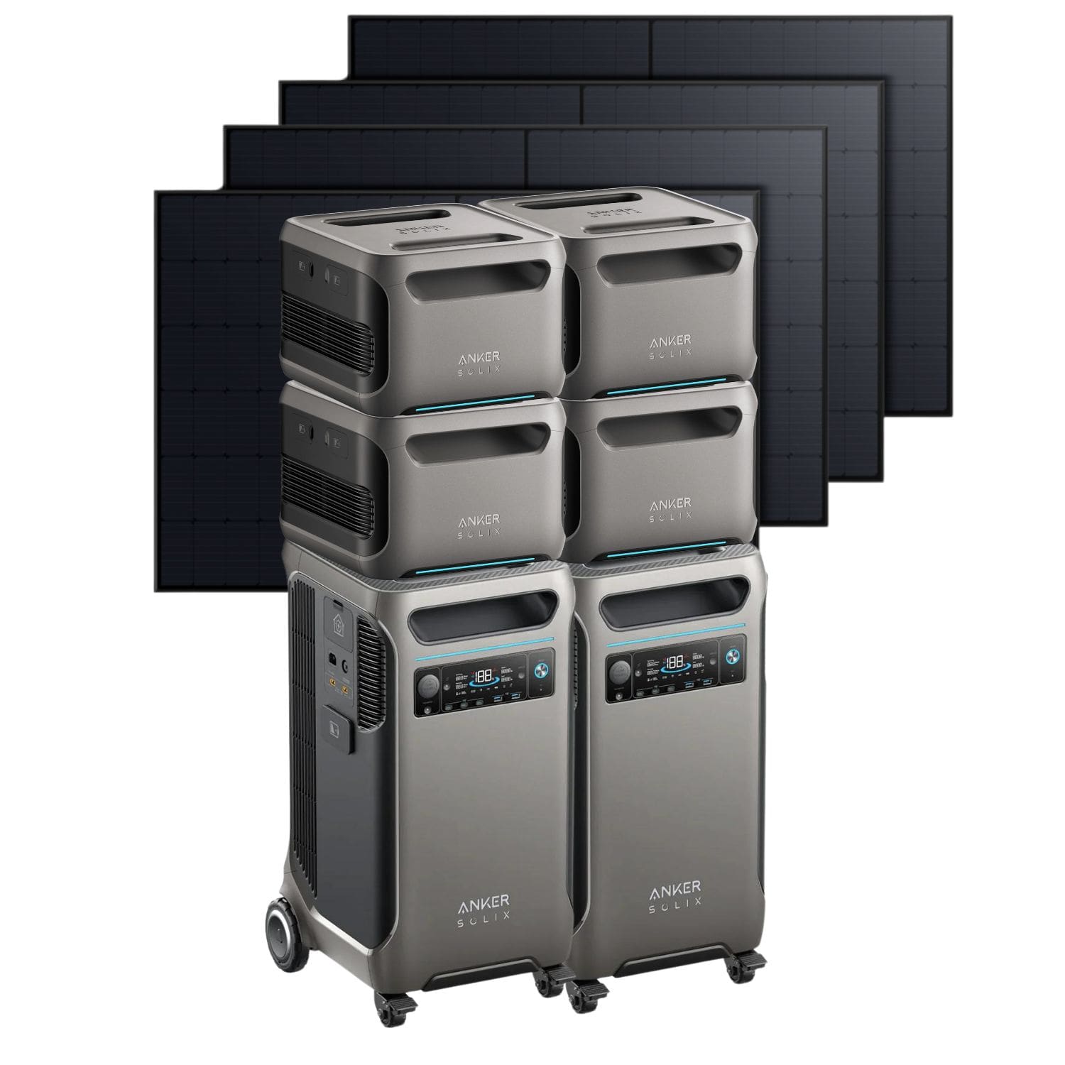 2 Anker SOLIX F3800 Portable Power Station with 4 x BP3800 Battery and 4 x 410W Rigid Solar Panels