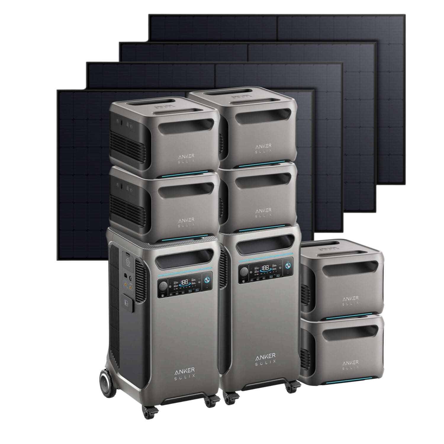 2 Anker SOLIX F3800 Portable Power Station with 6 x BP3800 Battery and 4 x 410W Rigid Solar Panels