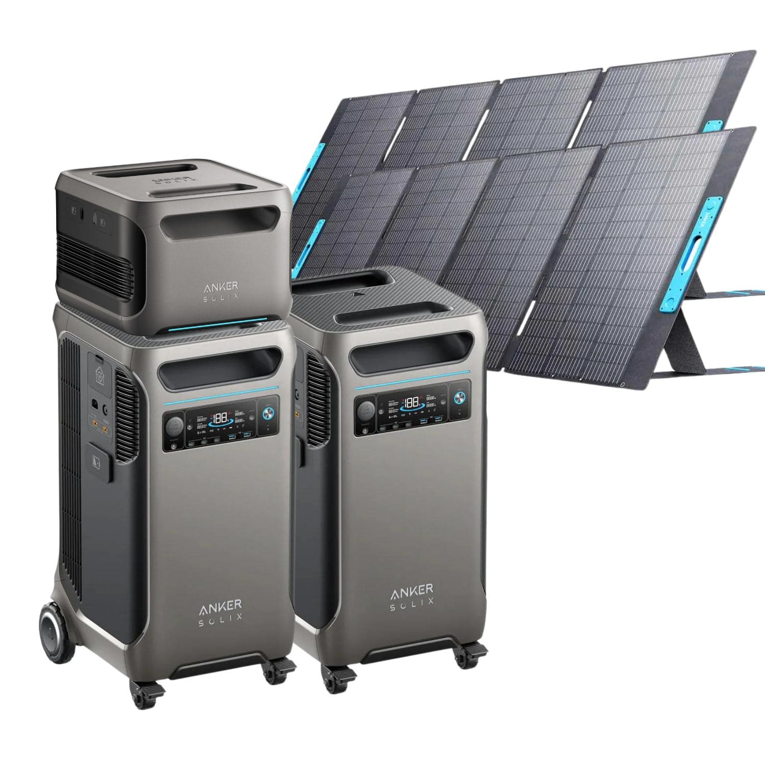 2 Anker SOLIX F3800 with 1 Expansion Battery and 2 400W Solar Panels