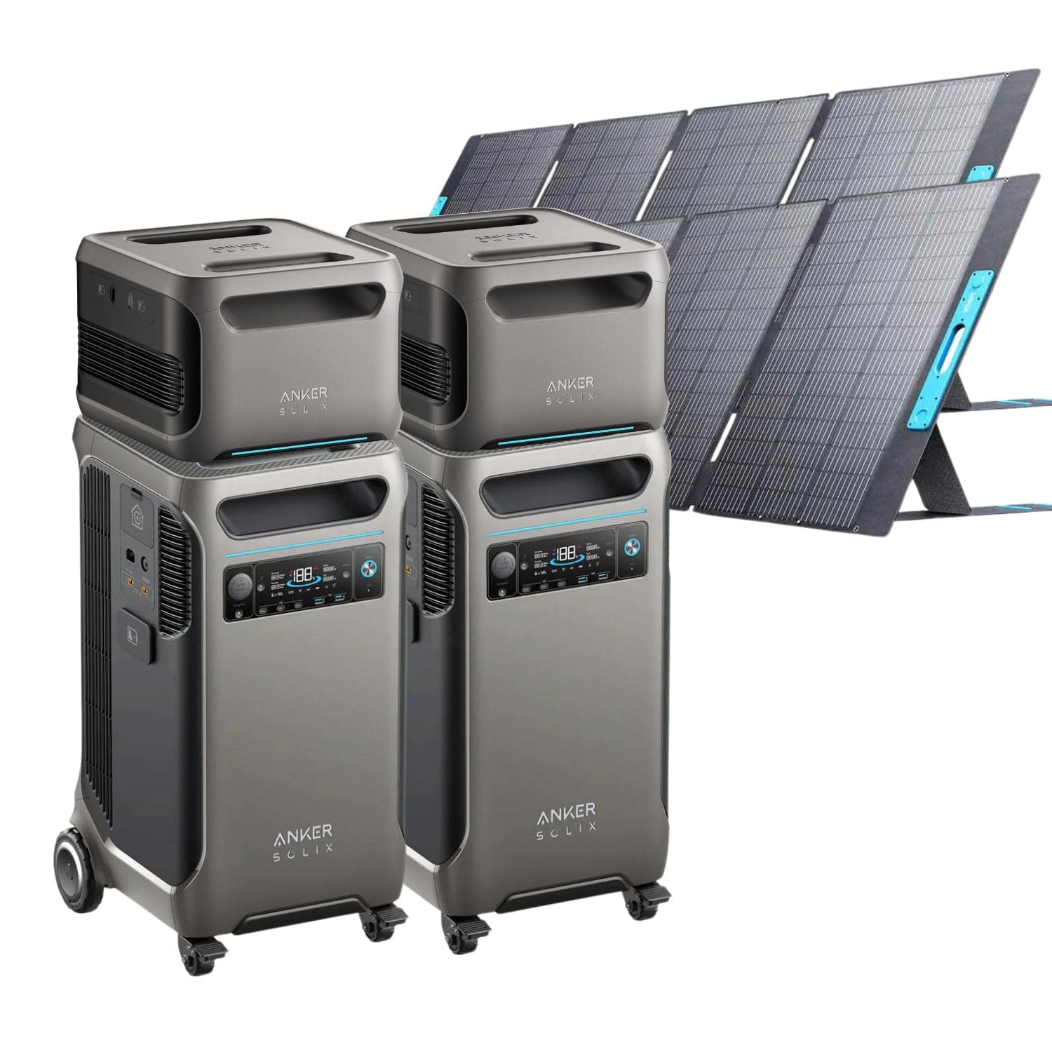 2 Anker SOLIX F3800 with 2 Expansion Battery and 2 400W Solar Panels