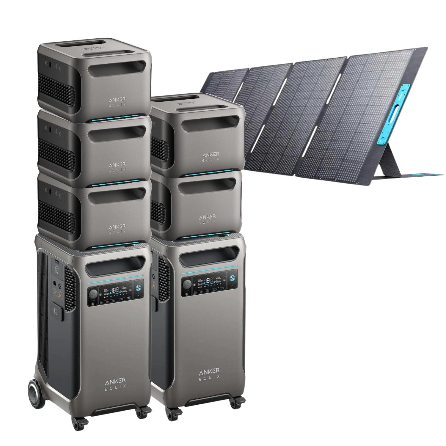 2 Anker SOLIX F3800 with 5 Expansion Battery and 1 400W Solar Panels