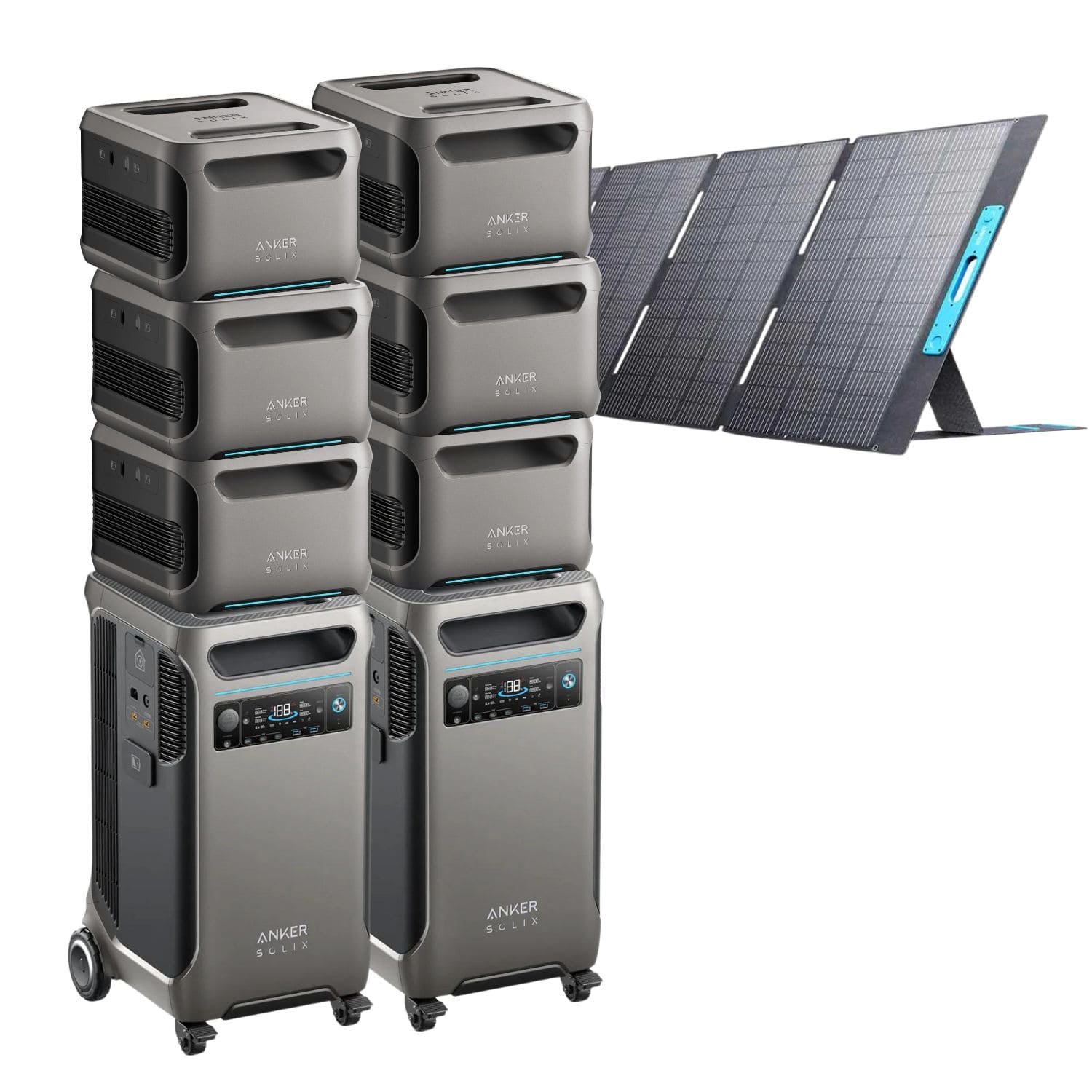 2 Anker SOLIX F3800 with 6 Expansion Battery and 1 400W Solar Panels