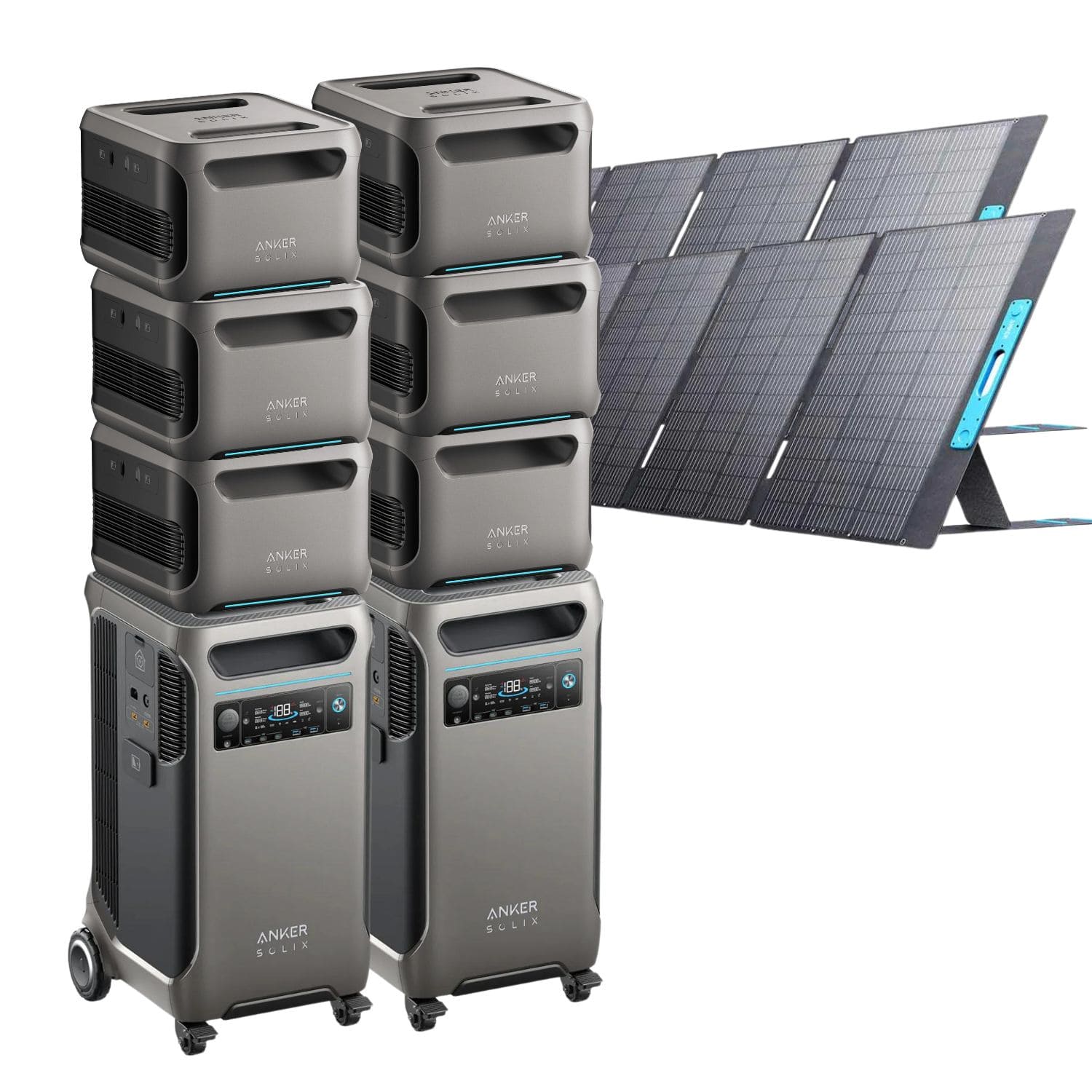  2 Anker SOLIX F3800 with 6 Expansion Battery and 2 400W Solar Panels