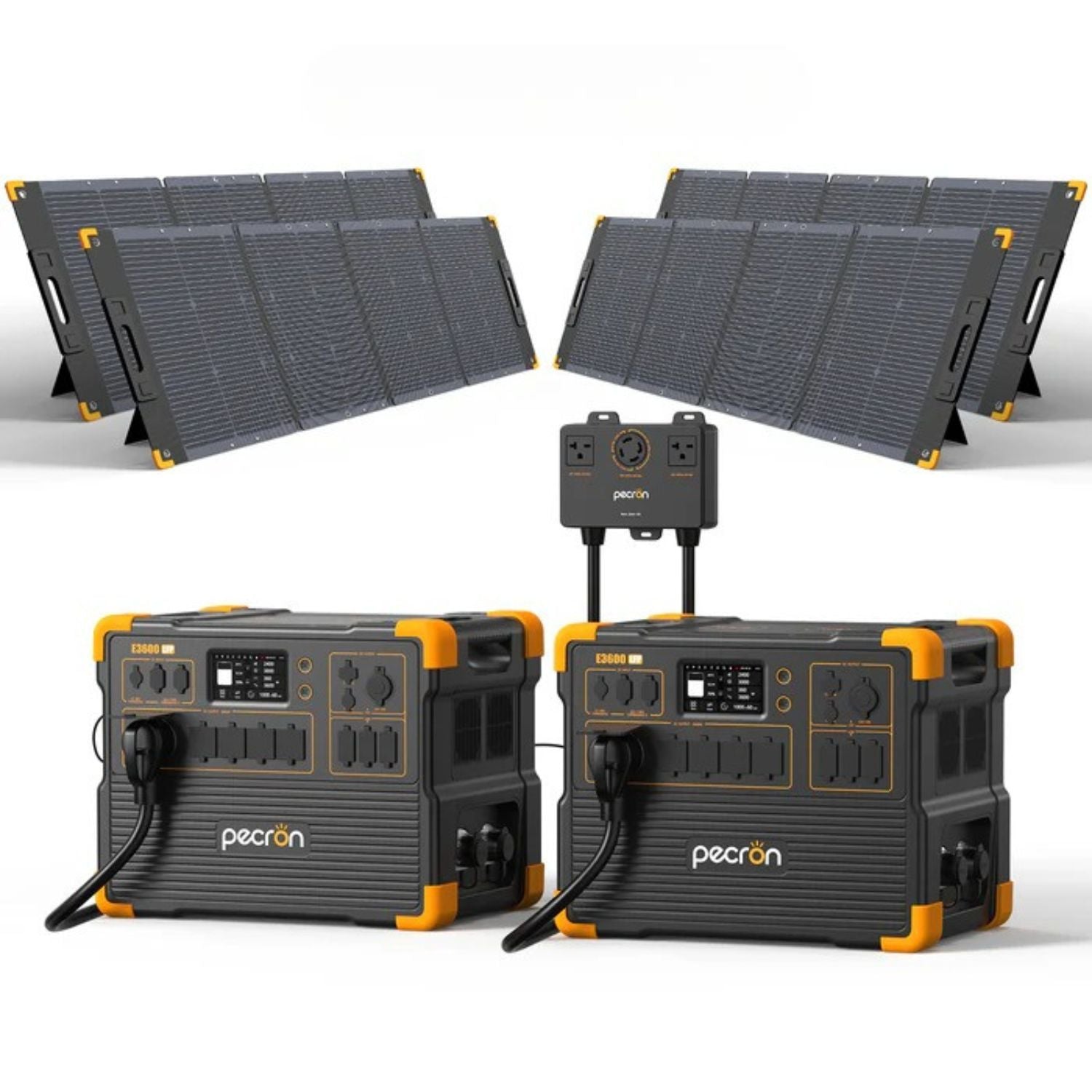 2 Pecron E3600LFP Portable Power Station with 4 300W Portable Solar Panels