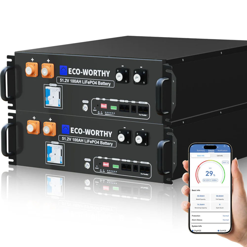 2 pcs of ECO-WORTHY 48V(51.2V) 100Ah Server Rack Battery