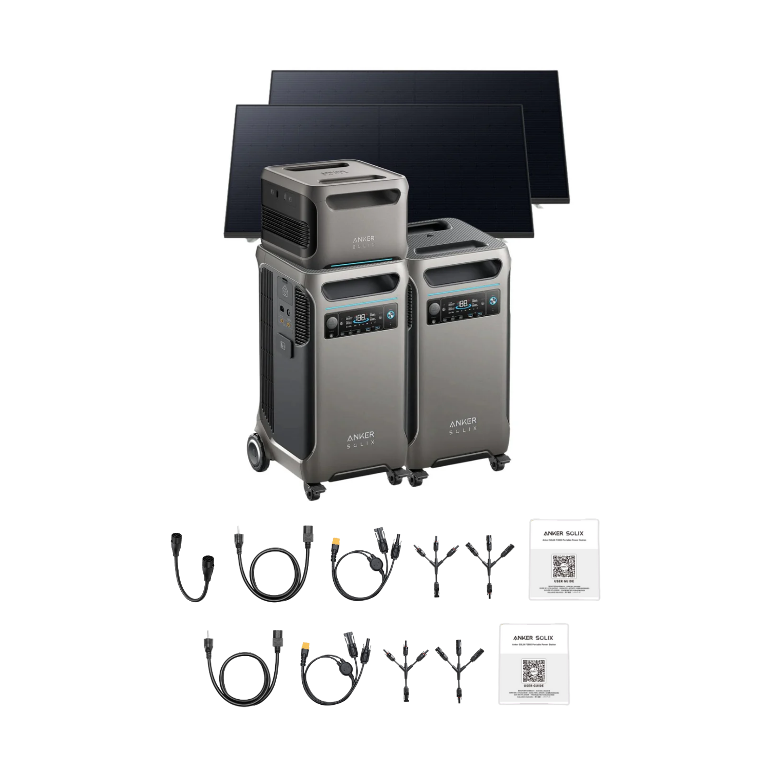 2 x SOLIX F3800 + Double Power Hub + 1 x Expansion Battery + 2 x 410W Rigid Solar Panel Inclusions