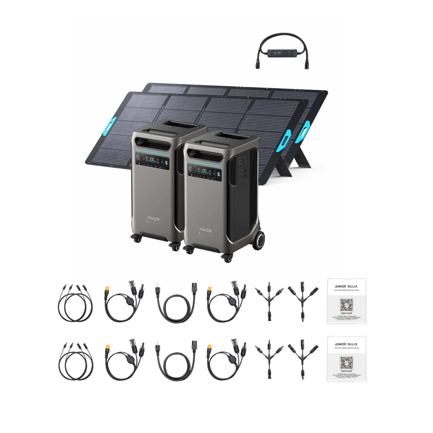 2 x SOLIX F3800 + Double Power Hub + 2 x 400W Portable Solar Panel Inclusions