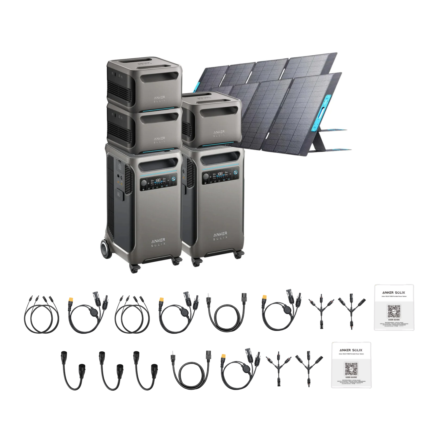 2 x SOLIX F3800 + Double Power Hub + 3 x Expansion Battery + 2 x 400W Portable Solar Panel Inclusions 