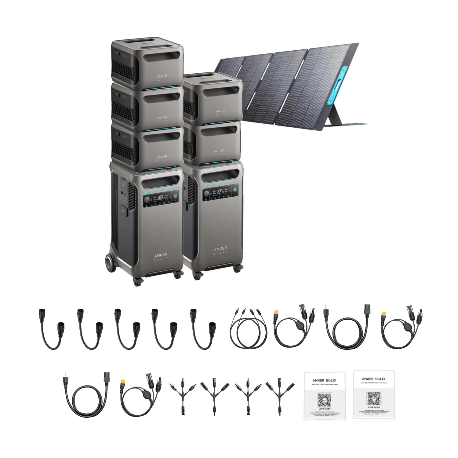 2 x SOLIX F3800 + Double Power Hub + 5 x Expansion Battery + 1 x 400W Portable Solar Panel Inclusions 