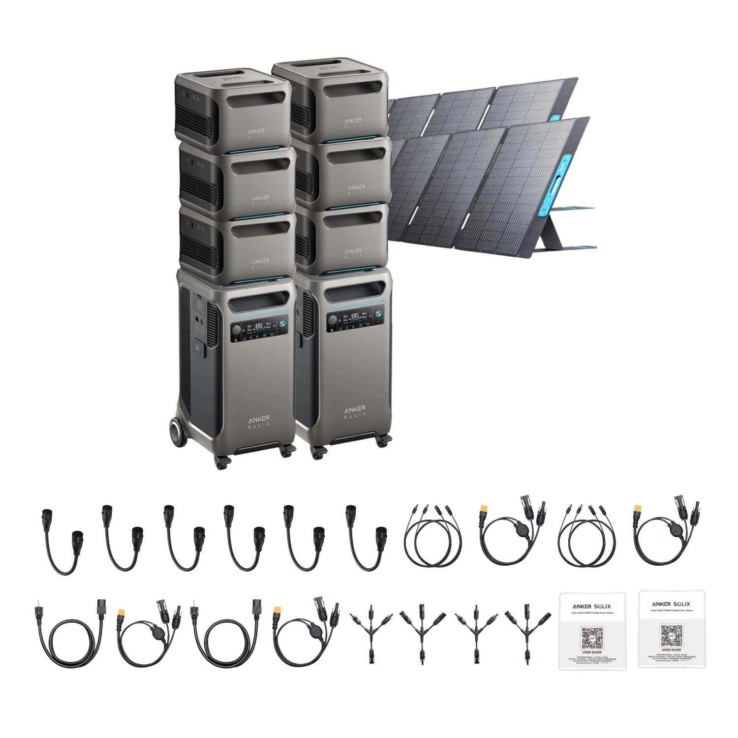 2 x SOLIX F3800 + Double Power Hub + 6 x Expansion Battery + 2 x 400W Portable Solar Panel Inclusions 