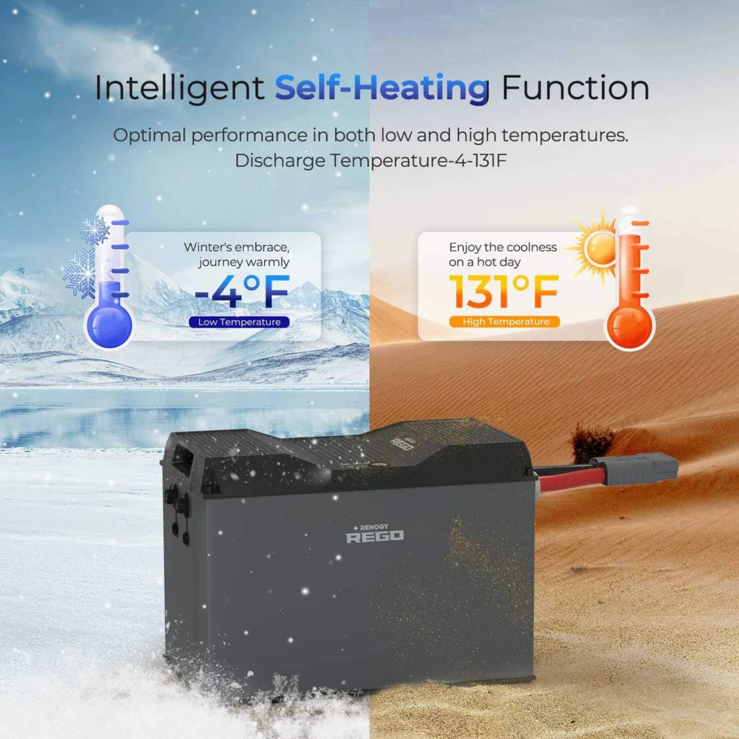 Renogy REGO Series 12V 400Ah Cold Weather LiFePO4 Battery