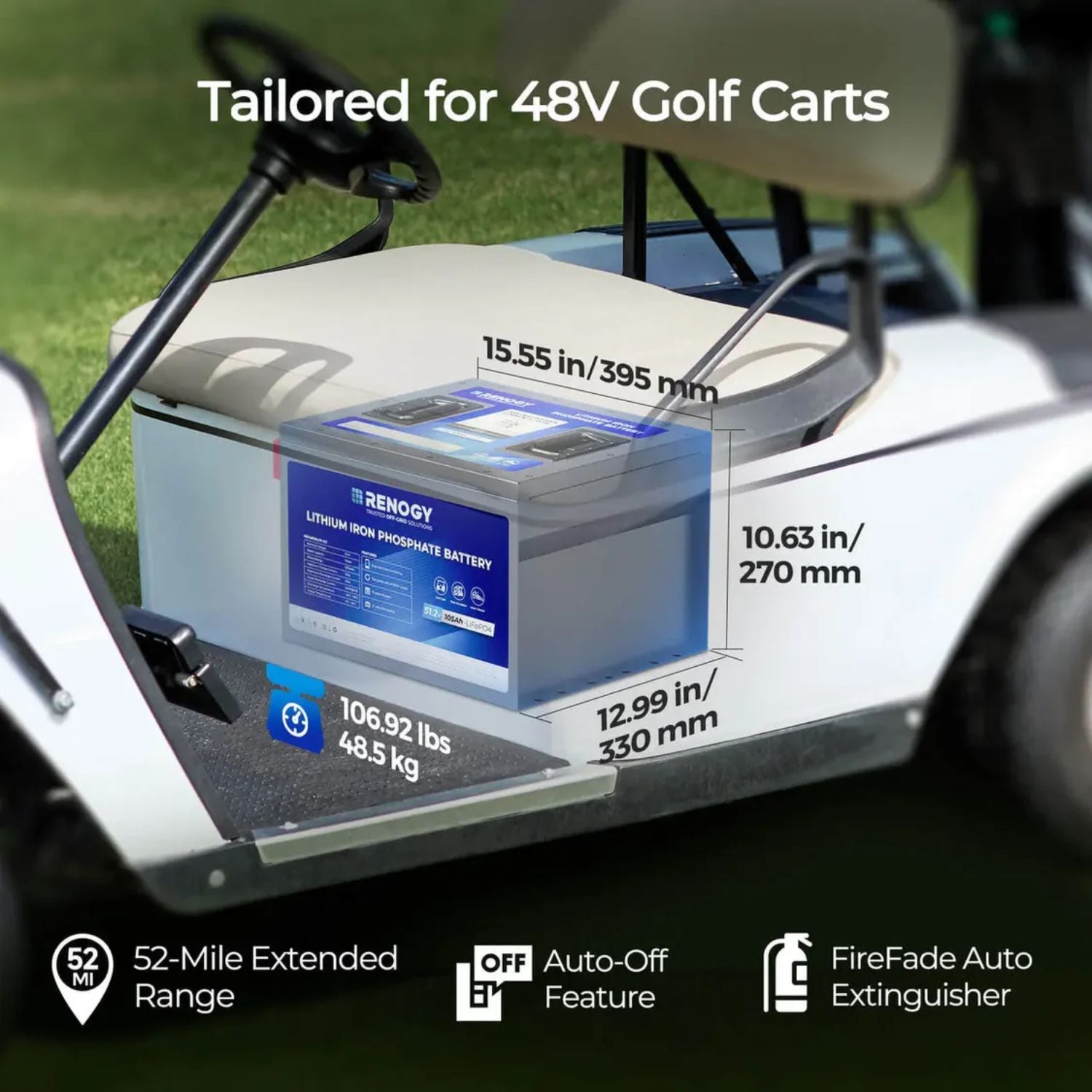 Renogy Golf Cart 51.2V 105Ah Lithium Iron Phosphate Battery