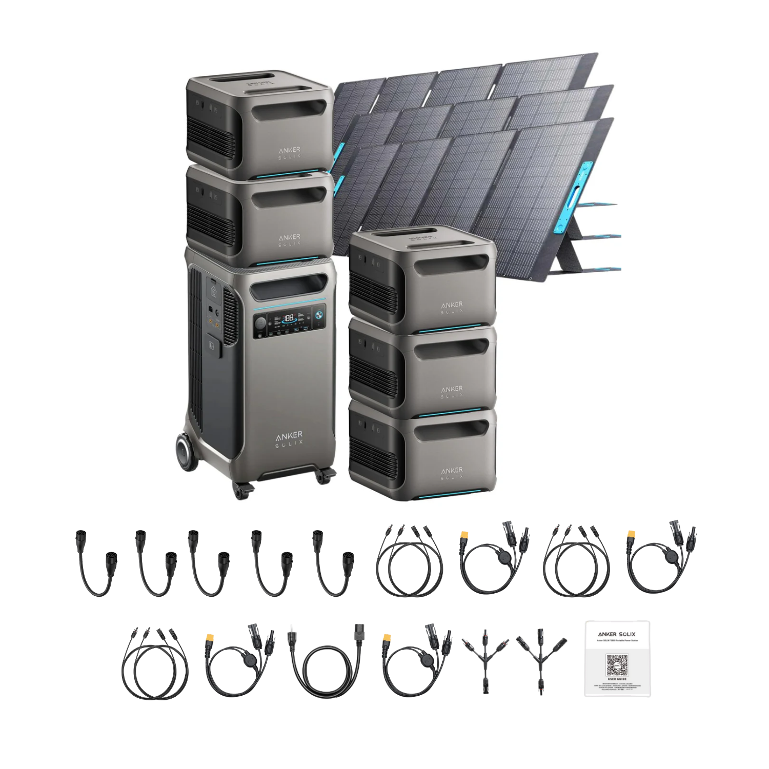 Anker SOLIX F3800 Portable Power Station +5 x  Expansion Battery + 3x 400W Portable Solar Panel Inclusions