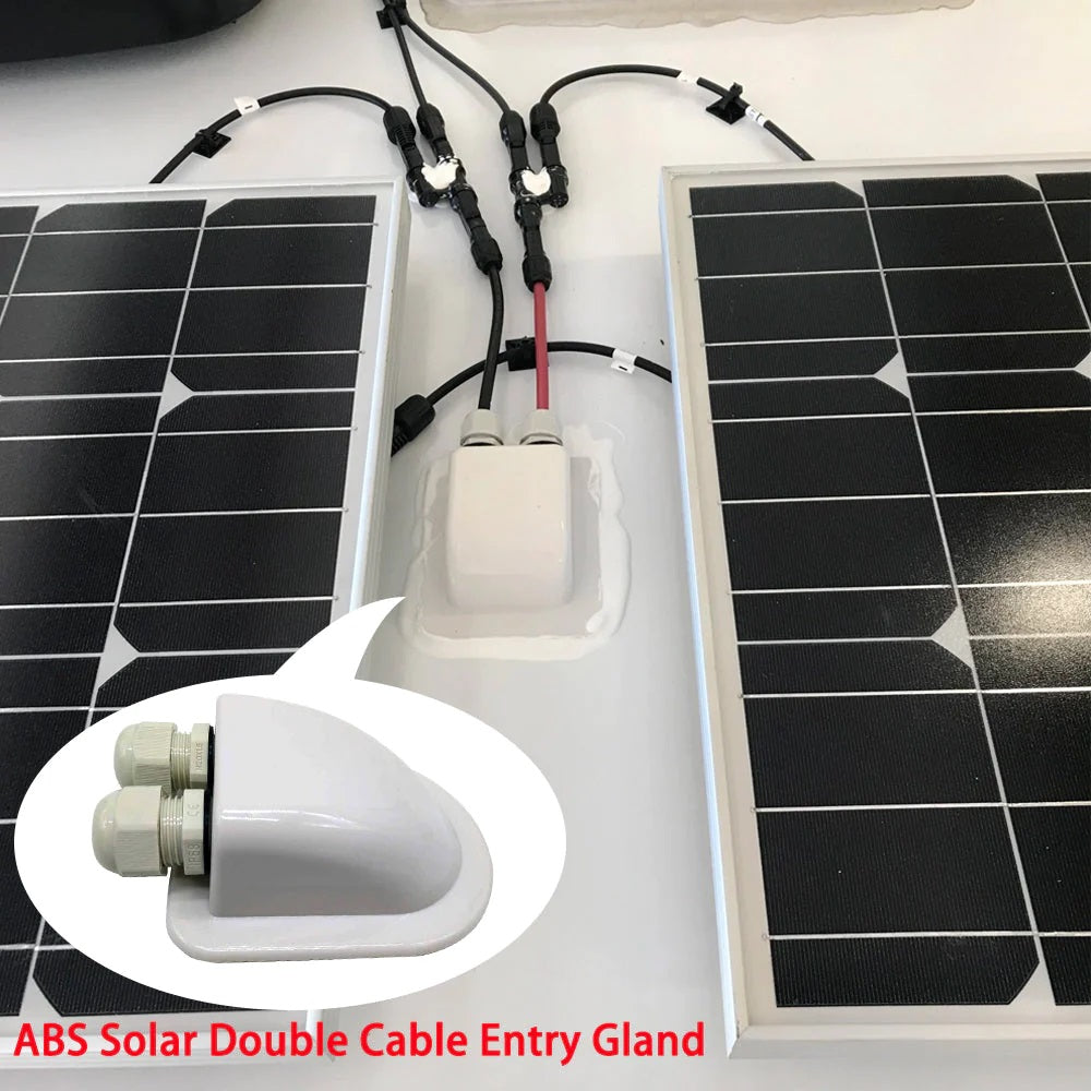 ACOPOWER 12V Polycrystalline Solar RV Kits ABS Solar Double Cable Entry Gland