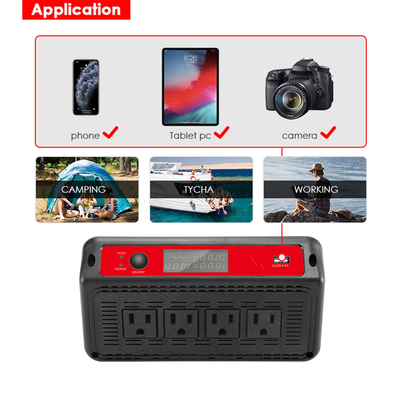 ACOPOWER 1500W Power Inverter 12VDC to 120VAC Application