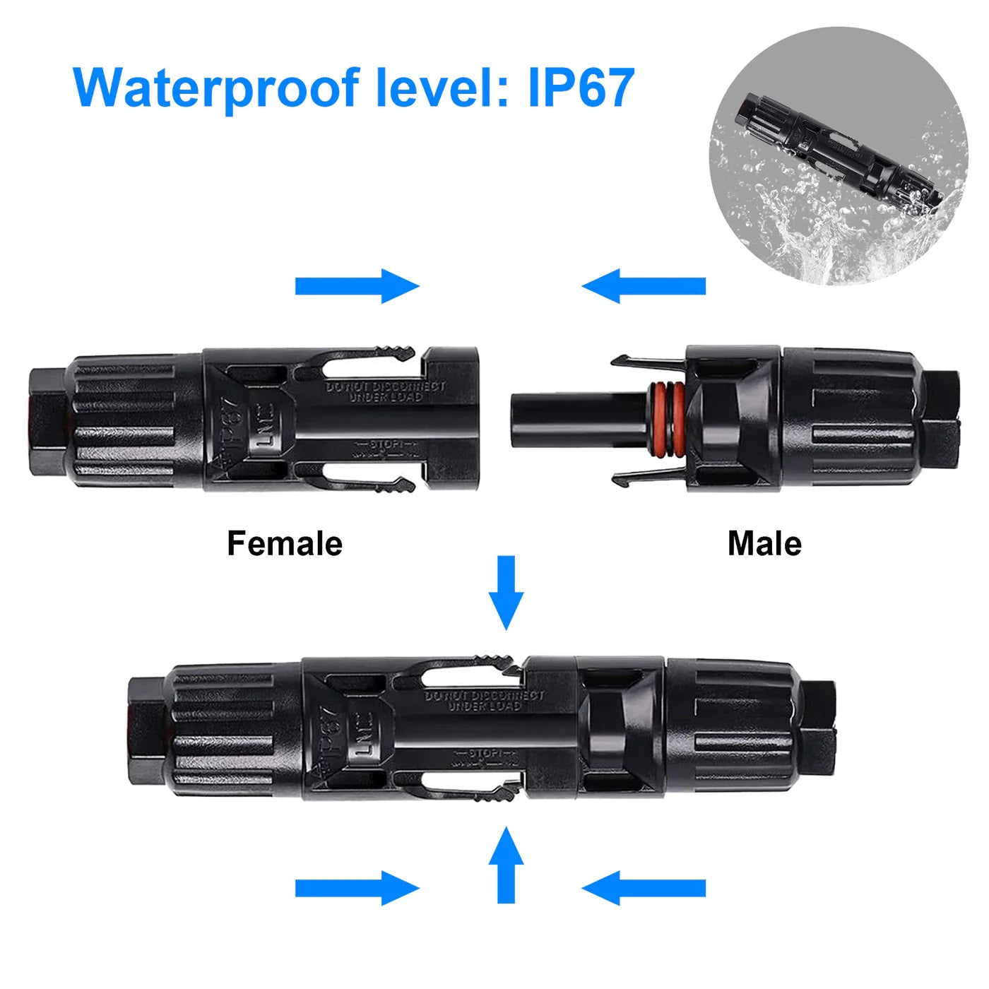 ACOPOWER 1 Pairs PV Connector Male/Female Solar Panel Cable Waterproof Connectors 
