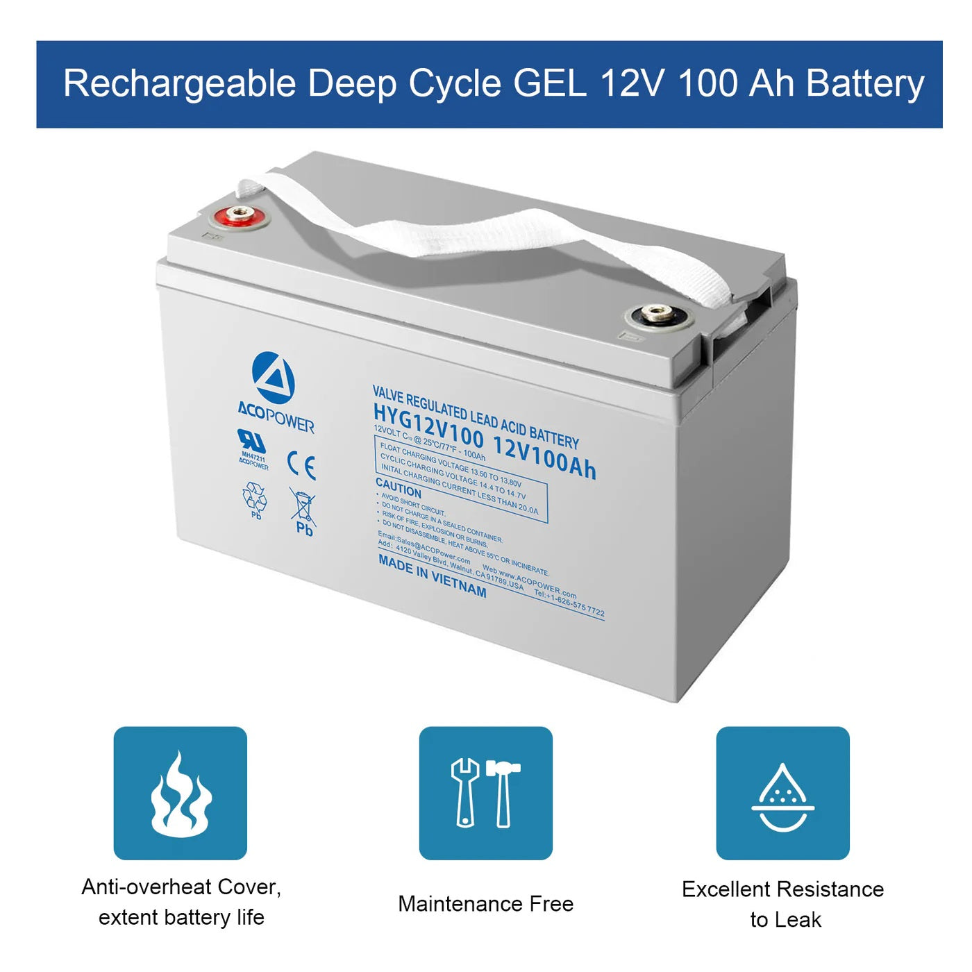 ACOPOWER 300W Mono RV Solar System Rechargeable Battery