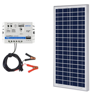 ACOPOWER 35W 12V Solar Charger Kit, 5A Charge Controller with Alligator Clips