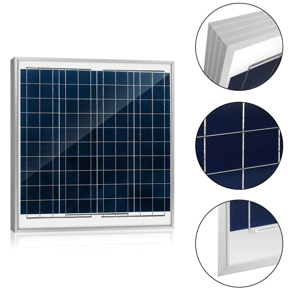 ACOPOWER 60W 12V Solar Charger Kit Solar Panel Front View
