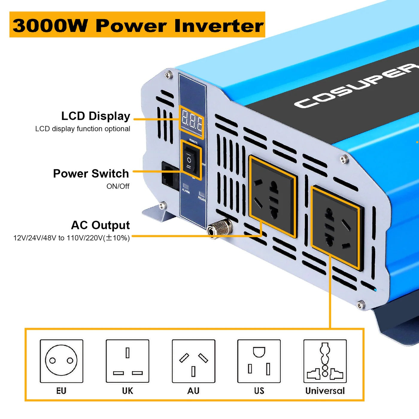 ACOPOWER 800W Mono Black RV Solar System  3000W Power Inverter