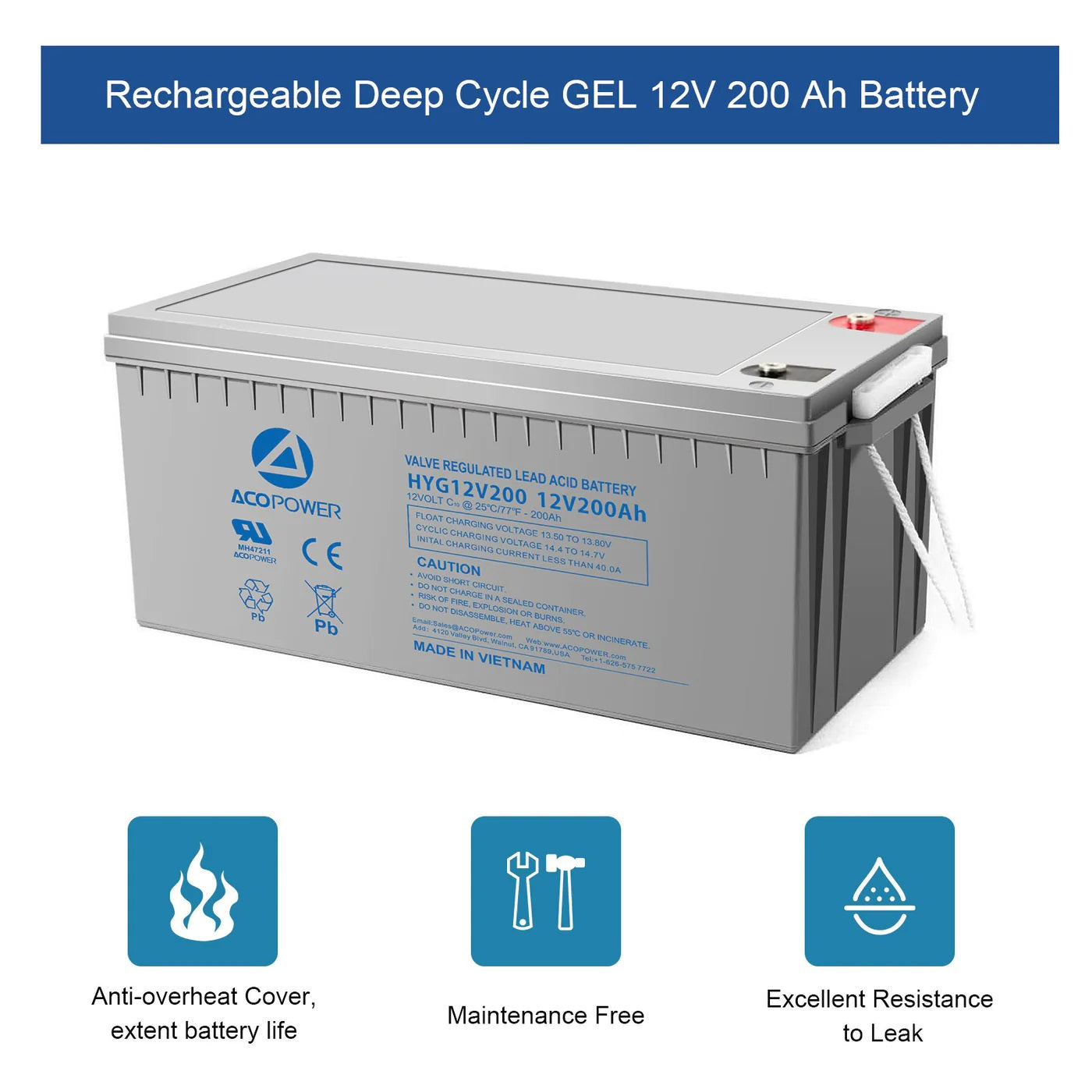 ACOPOWER 800W Mono Black RV Solar System Rechargeable Battery