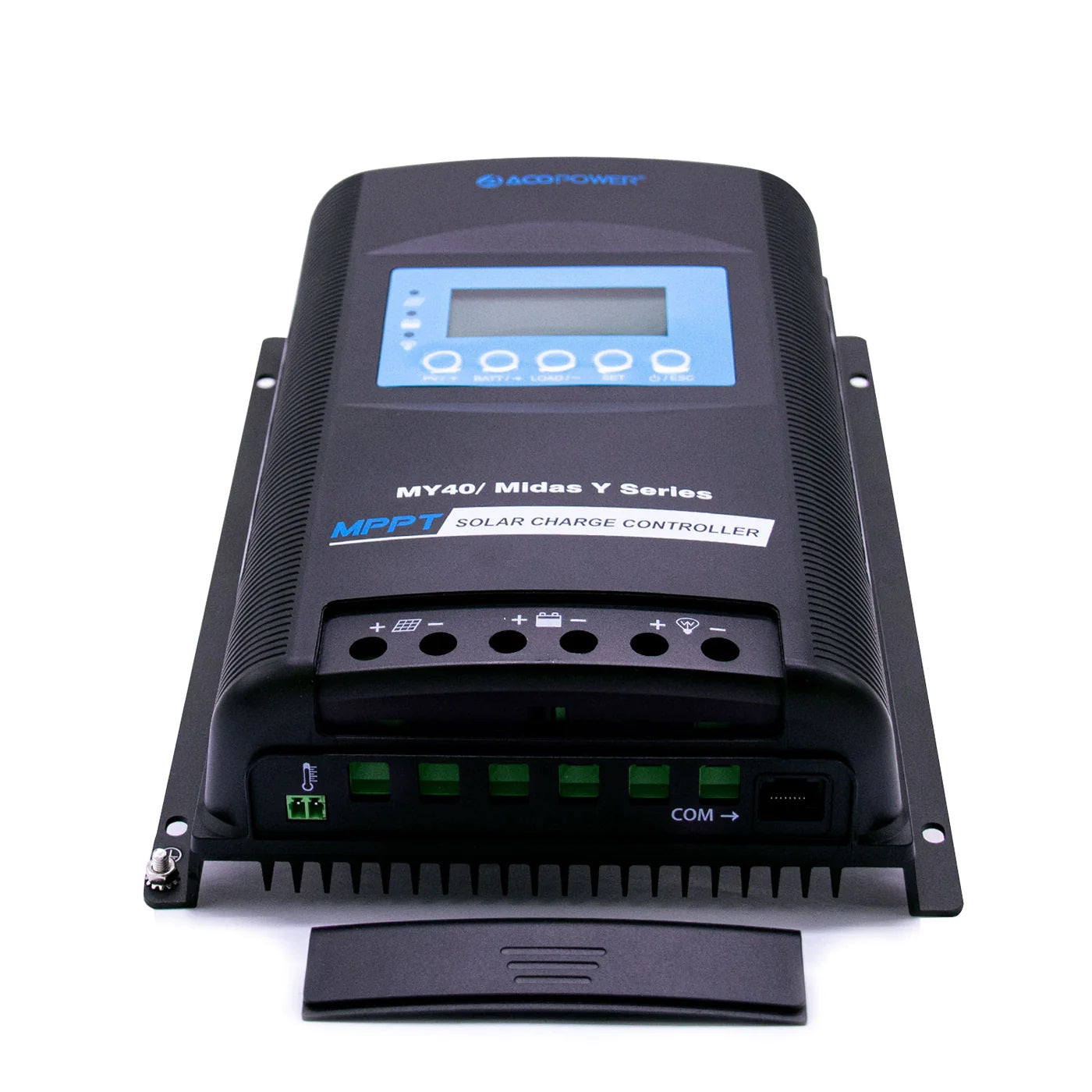 ACOPOWER Midas 40A MPPT Negative Ground Solar Panel Charge Controller LCD Display Vertically Bend