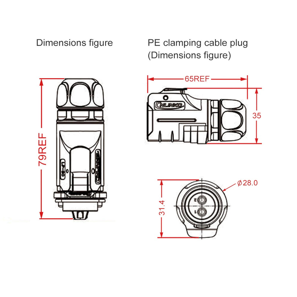 ACOPOWER SAE to Furrion /CNLinko Adapter Dimensions Figure
