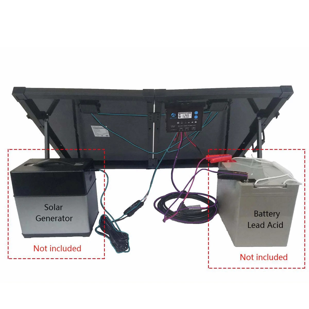 ACOPower 100w 12v Portable Solar Panel kit, Foldable Mono Suitcase, proteusX Waterproof 20A Charge Controller Without Solar Generator And Battery Lead Acid
