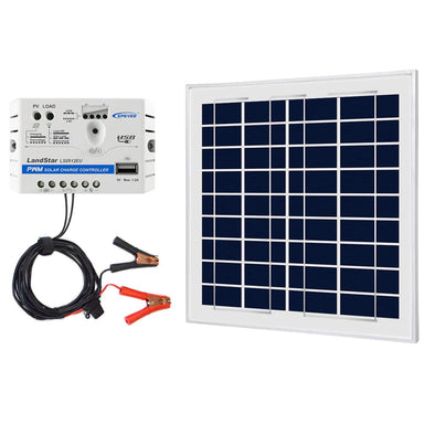ACOPower 15W 12V Solar Charger Kit, 5A Charge Controller with Alligator Clips With Long Cord