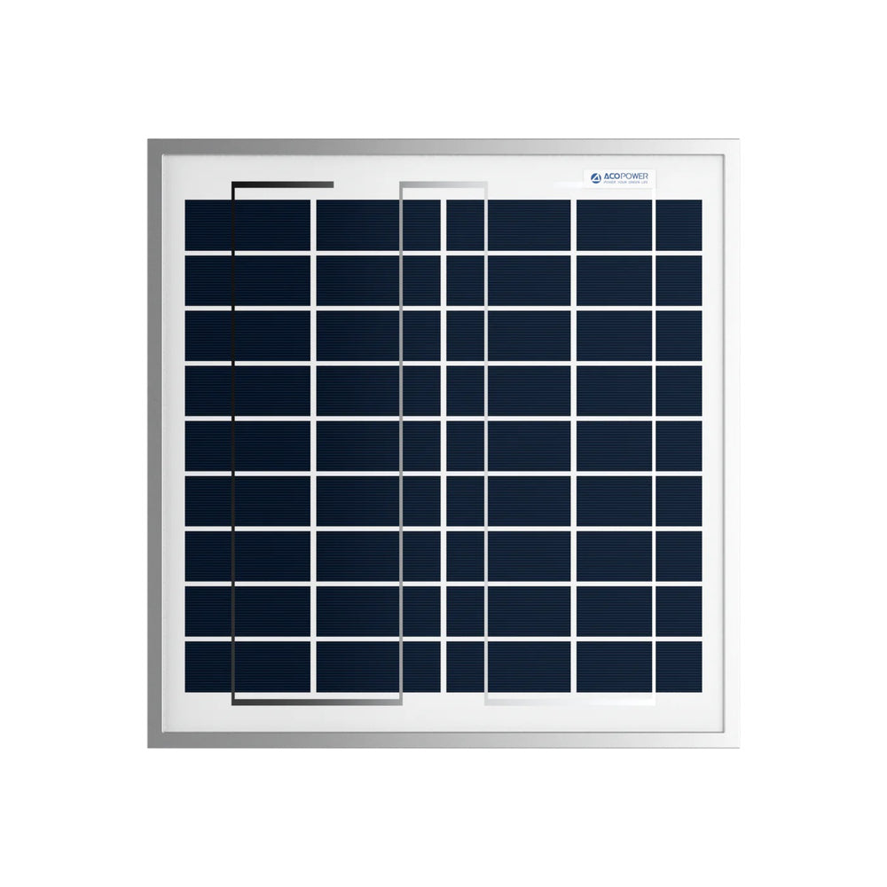 ACOPower 15W Polycrystalline Solar Panel for 12 Volt Battery Charging Front View