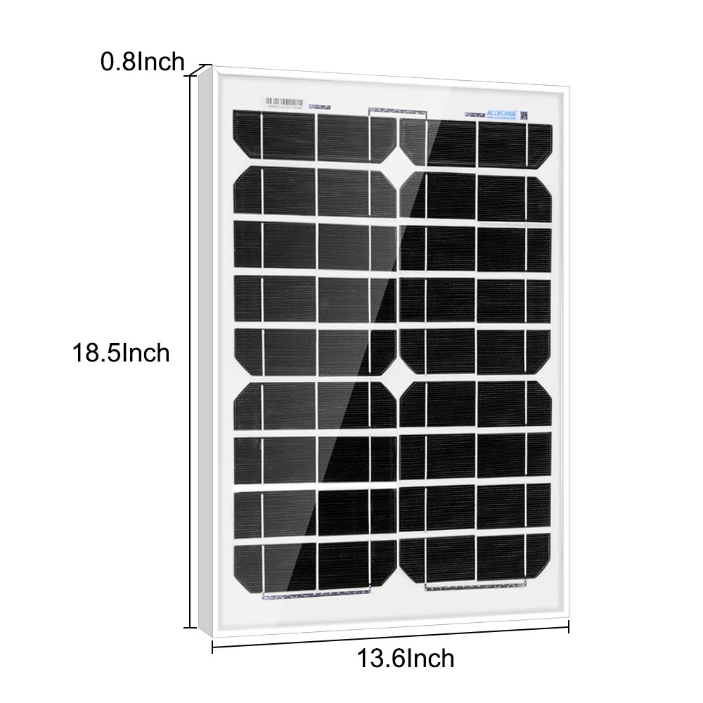 ACOPower 20W 12V Solar Charger Kit Solar Panel Dimension