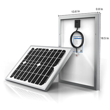 ACOPower 20 Watt Mono Solar Panel for 12 V Battery Charging, Off Grid Dimension