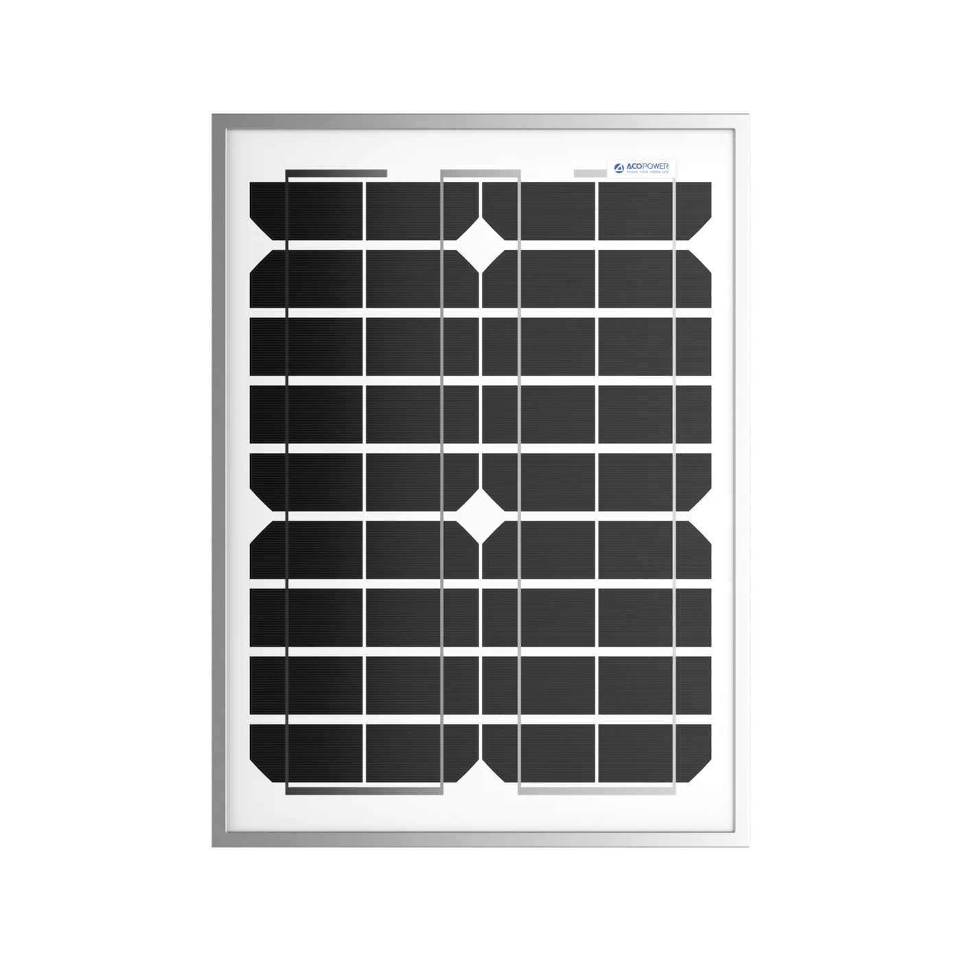 ACOPower 20 Watt Mono Solar Panel for 12 V Battery Charging, Off Grid Front View