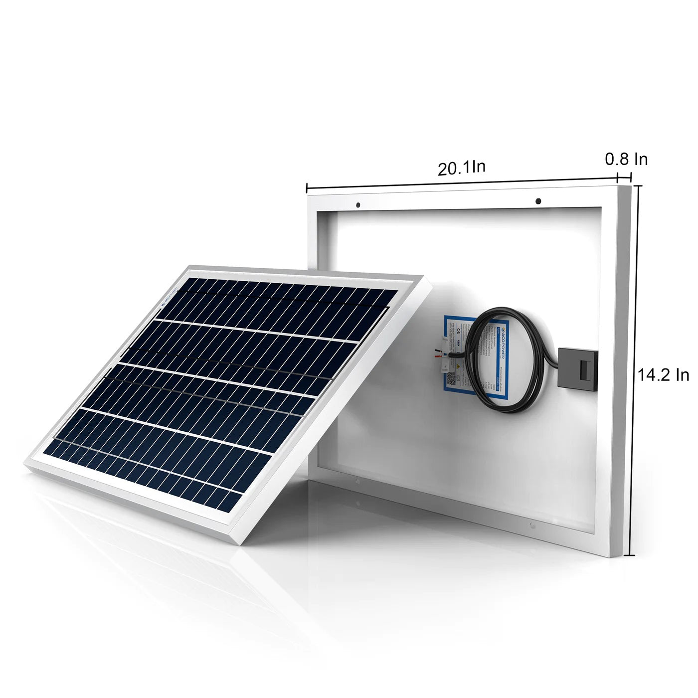 ACOPower 25 Watts Polycrystalline Solar Panel, for 12 Volt Battery Charger Dimension