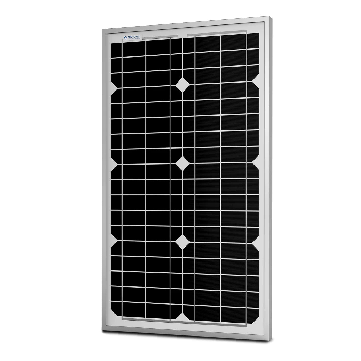 ACOPower 30W Mono Solar Panel for 12 Volt Battery Charging Front View
