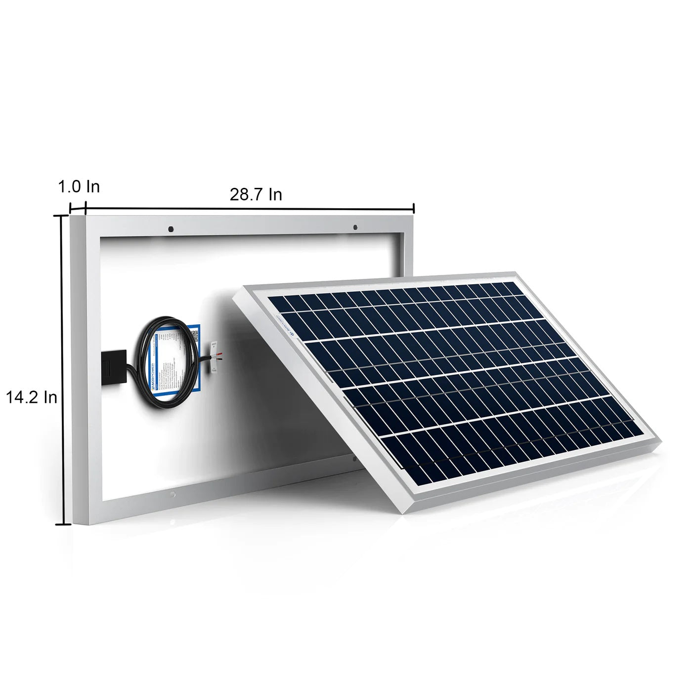 ACOPower 35 Watts Polycrystalline Solar Panel Module for 12 Volt Battery Charging Dimension