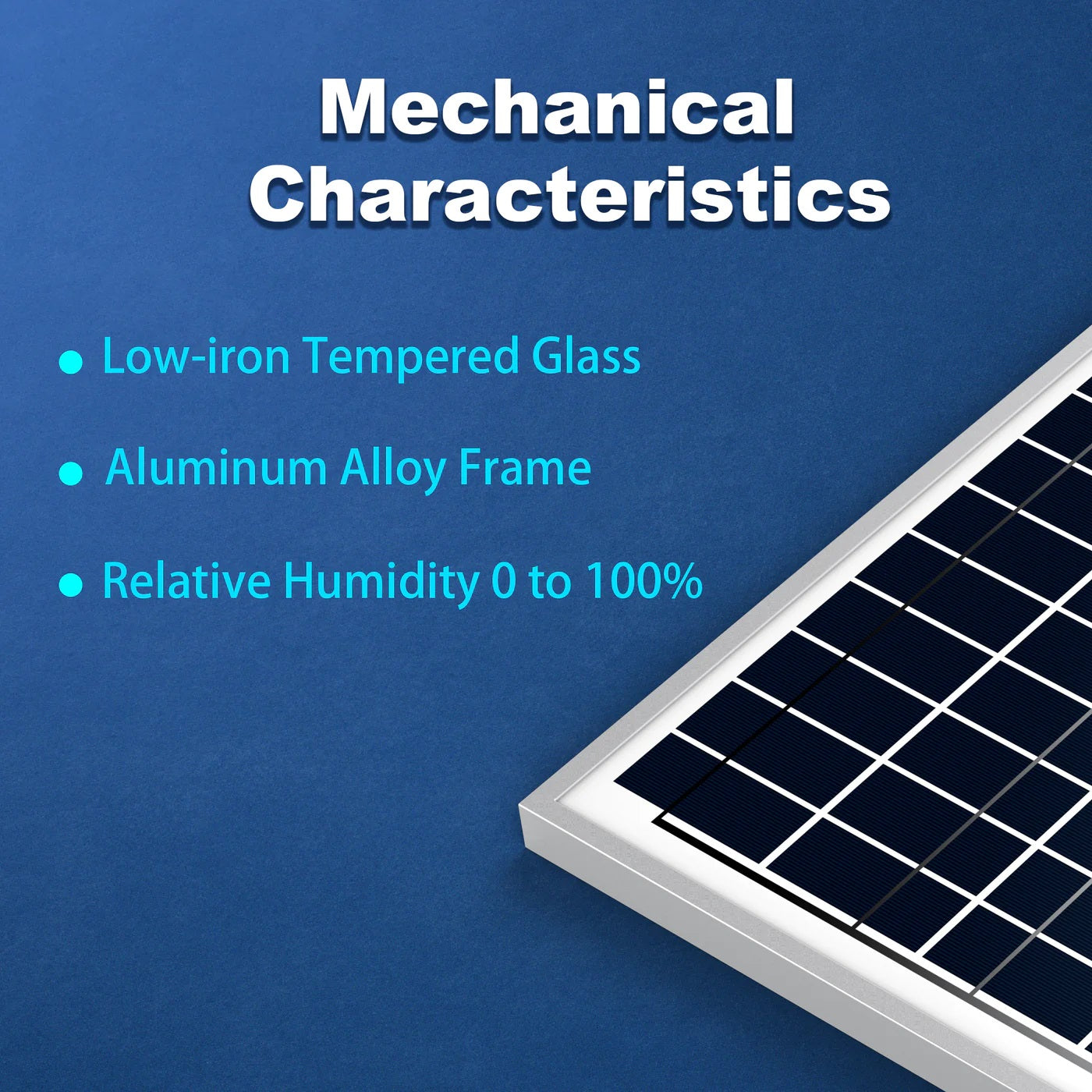 ACOPower 35 Watts Polycrystalline Solar Panel Module for 12 Volt Battery Charging Mechanical Characteristics