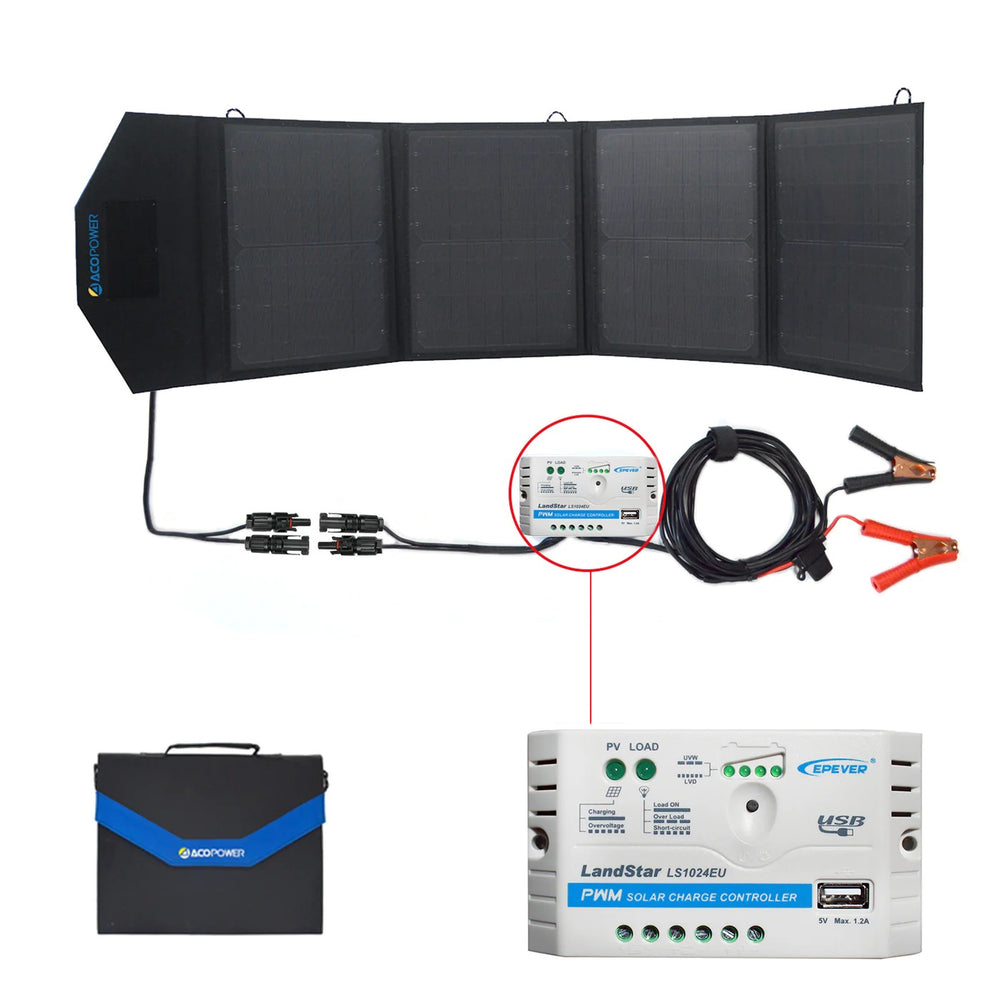 ACOPower Ltk 50W Foldable Solar Panel Kit Suitcase Connected With Landstar Charge Controller