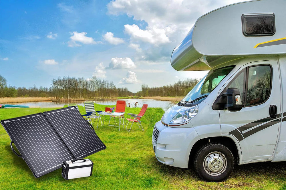 ACOPower Plk 100W Portable Solar Panel Kit Used In A Van