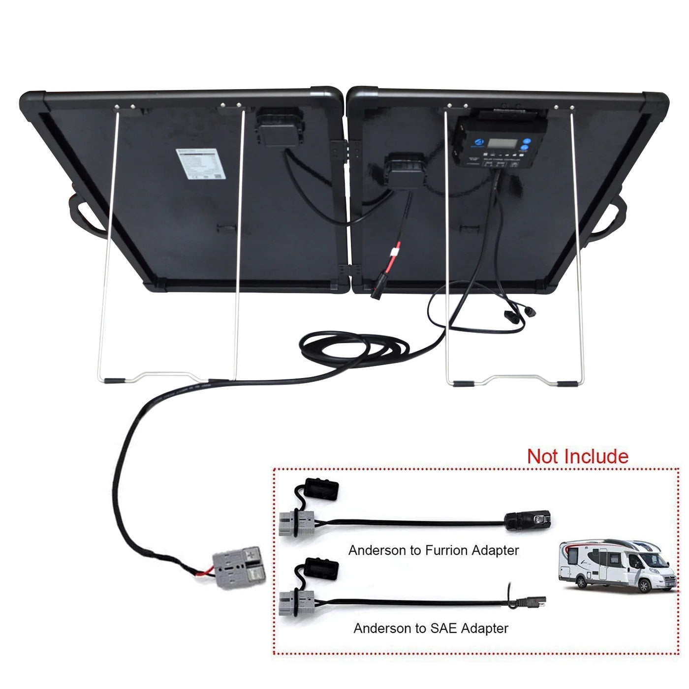 ACOPower Plk 120W Portable Solar Panel Kit, Lightweight Briefcase With 20A Charge Controller Without Anderson To Furion Adapter And Anderson to SAE Adapter